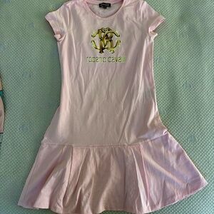 Roberto Cavalli Junior Girls Pink Logo T-Shirt Dress, Size 10